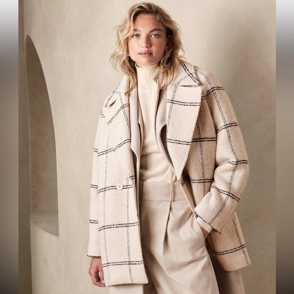 Windowpane Cocoon Coat | Banana Republic